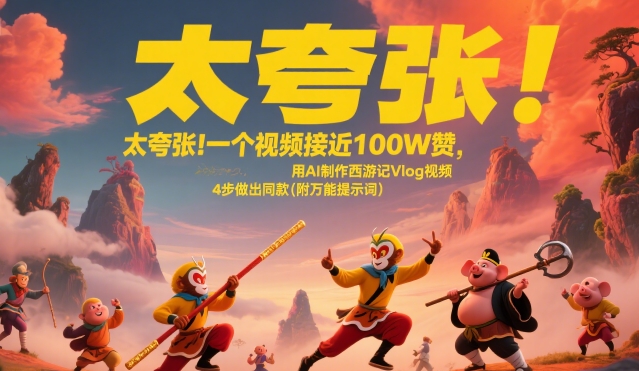 太夸张！一个视频接近100W赞，用AI制作西游记Vlog视频，全流程拆解来了(附万能提示词)-学链网创