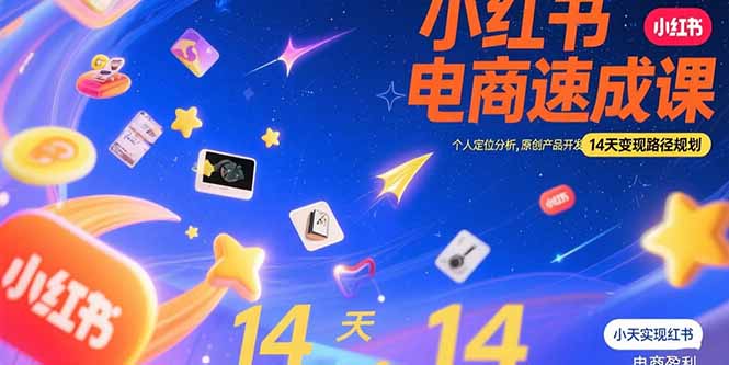 小红书虚拟电商速成课：个人定位分析，原创产品开发，14天变现路径规划-学链网创