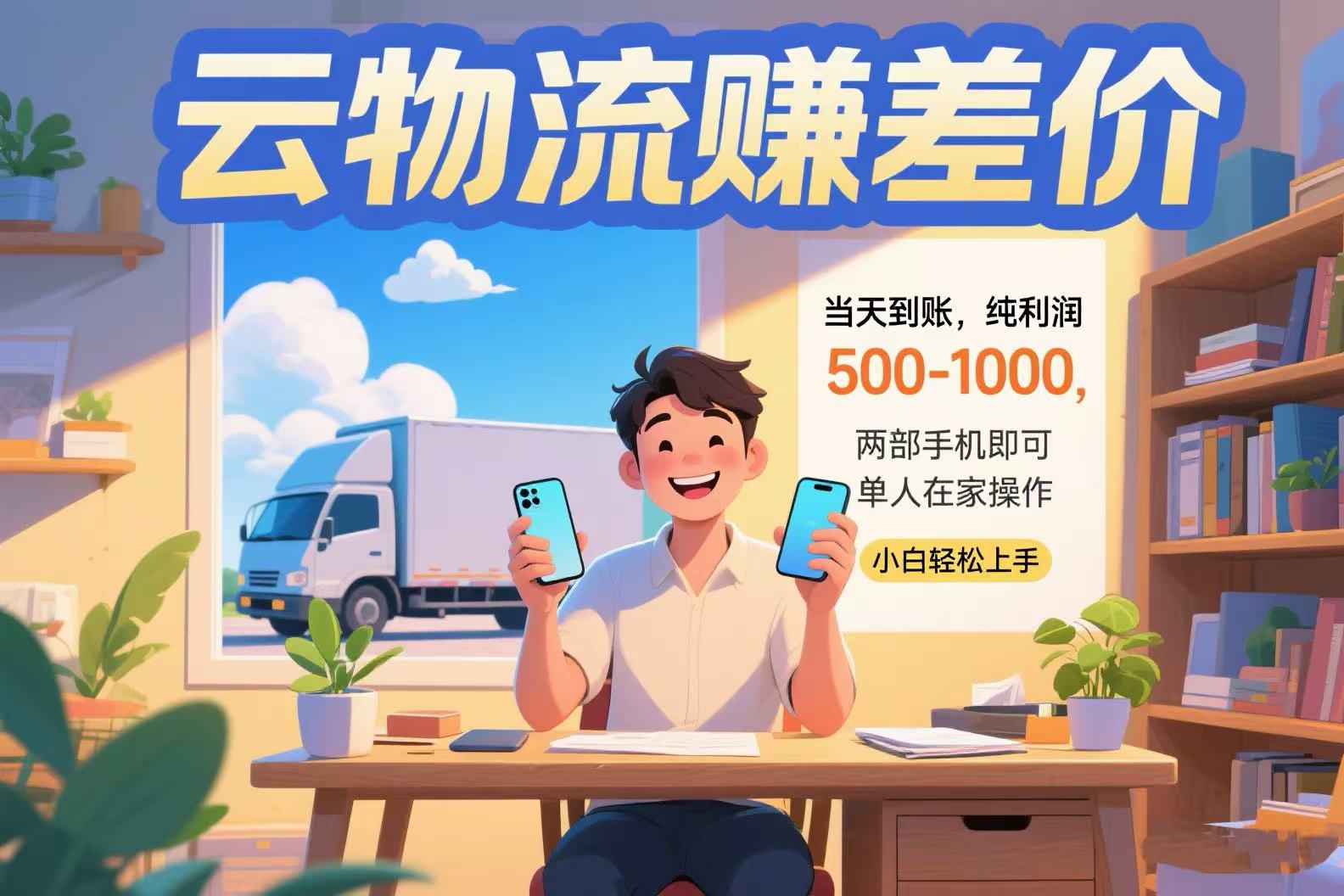 云物流赚差价 当天到账纯利润500-1000 两部手机即可 可单人在家操作 小…-学链网创