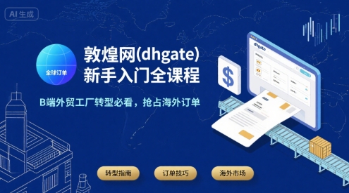 敦煌网(dhgate)新手入门全课程，B端外贸工厂转型必看，抢占海外订单-学链网创
