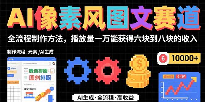 AI像素风图文赛道：全流程制作方法，播放量一万能获得6块到8块的收入-学链网创