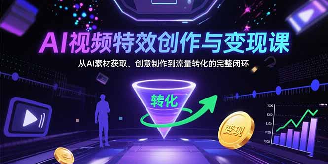 AI视频特效创作与变现课：从AI素材获取、创意制作到流量转化的完整闭环-学链网创