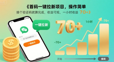 首码一键拉新项目，操作简单，接个验证码就算完成，收益可观， 一小时收益70+【揭秘】-学链网创