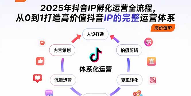 2025年抖音IP孵化运营全流程，从0到1打造高价值抖音IP的完整运营体系-学链网创