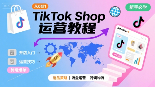 TikTok Shop从0到1运营教程，TikTok跨境电商新手必学课程-学链网创