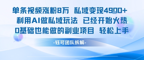 单条视频私域变现4.9k+利用AI做私域玩法 已经开始火热0基础也能做的副业项目轻松上手-学链网创