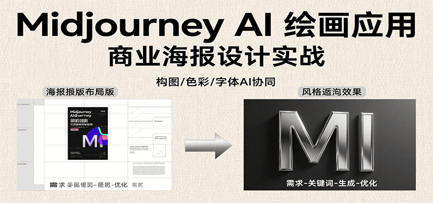 Midjourney AI绘画应用，关键词指令解析、漫画头像制作、海报设计、3D人物生成等-学链网创