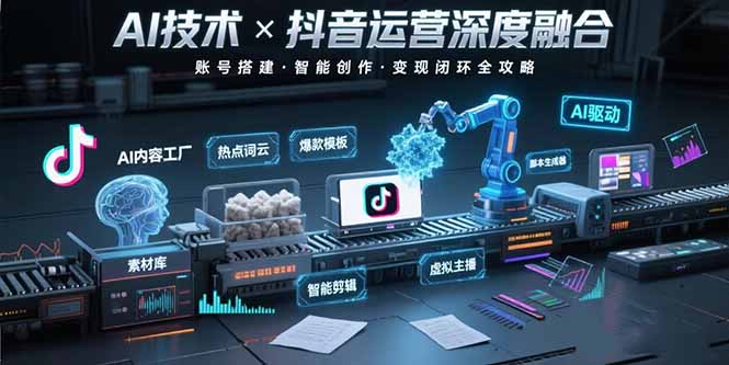 AI技术与抖音运营的深度融合应用：涵盖账号搭建、内容创作、收益变现等-学链网创