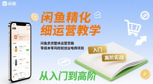 闲鱼精细化运营入门+高阶实战教学，闲鱼卖货整体运营思路，零成本零风险轻创业电商项目-学链网创