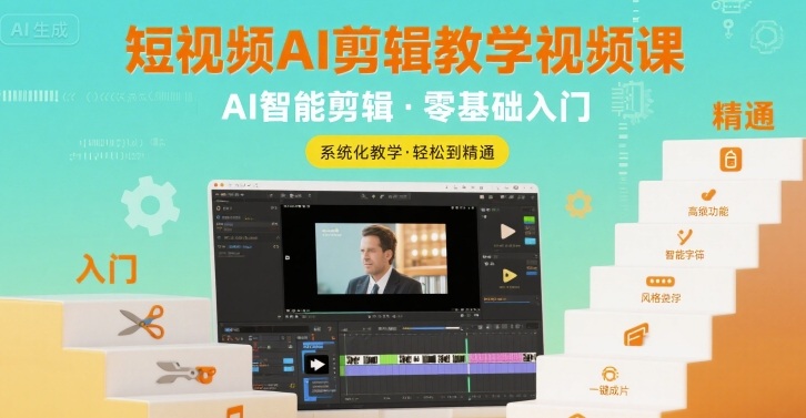 短视频AI剪辑教学视频课，入门到精通-学链网创