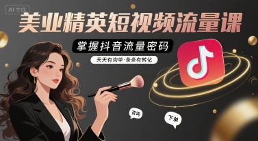 美业精英短视频流量课，掌握抖音流量密码，天天有询单，条条有转化-学链网创