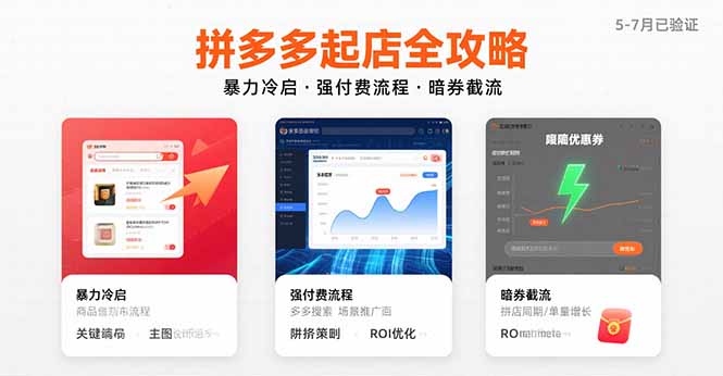 拼多多起店全攻略，暴力冷启，强付费流程，暗券截流，5-7月已验证的方法-学链网创