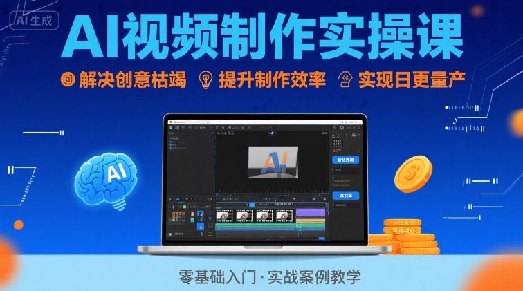 Ai视频制作实操课，解决创意枯竭、效率低下痛点，实现日更量产可持续变现-学链网创