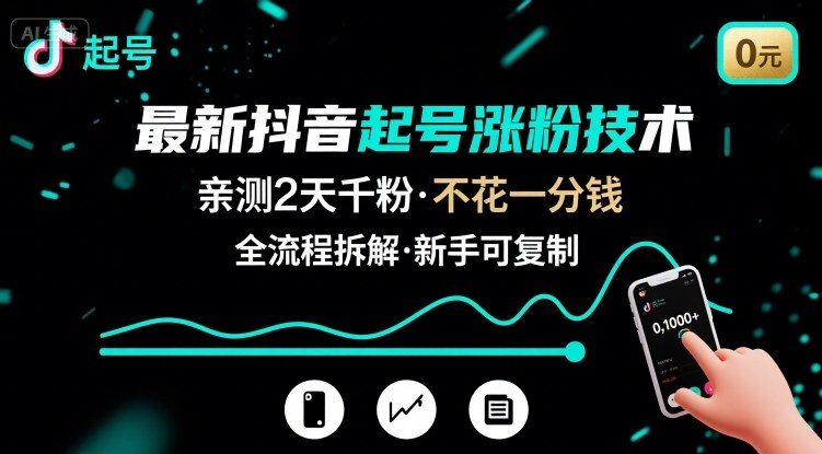 最新抖音起号涨粉技术，亲测2天千粉，不花一分钱，全流程拆解-学链网创
