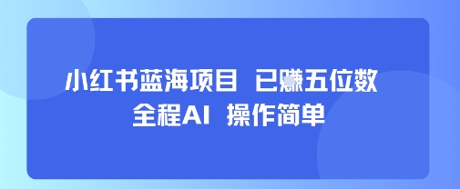小红书蓝海项目，全程AI，操作简单，已挣五位数-学链网创