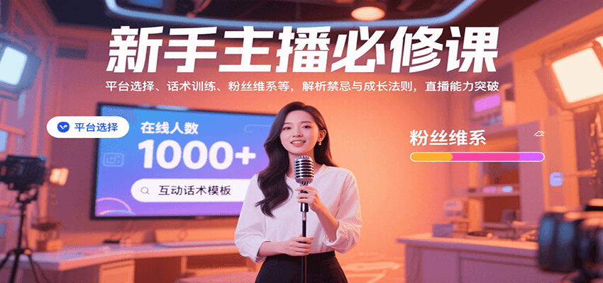 新手主播必修课：平台选择、话术训练、粉丝维系等，解析禁忌与成长法则，突破直播能力-学链网创