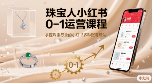 珠宝人小红书0-1运营课程，掌握珠宝行业的小红书多种账号玩法-学链网创