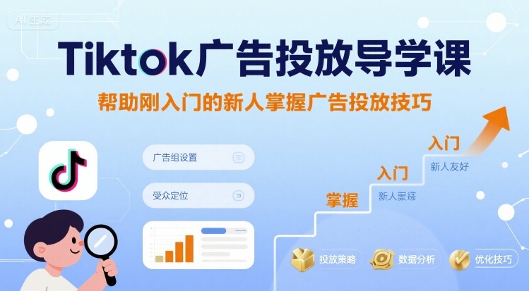 Tiktok广告投放导学课，帮助刚入门的新人掌握广告投放技巧-学链网创