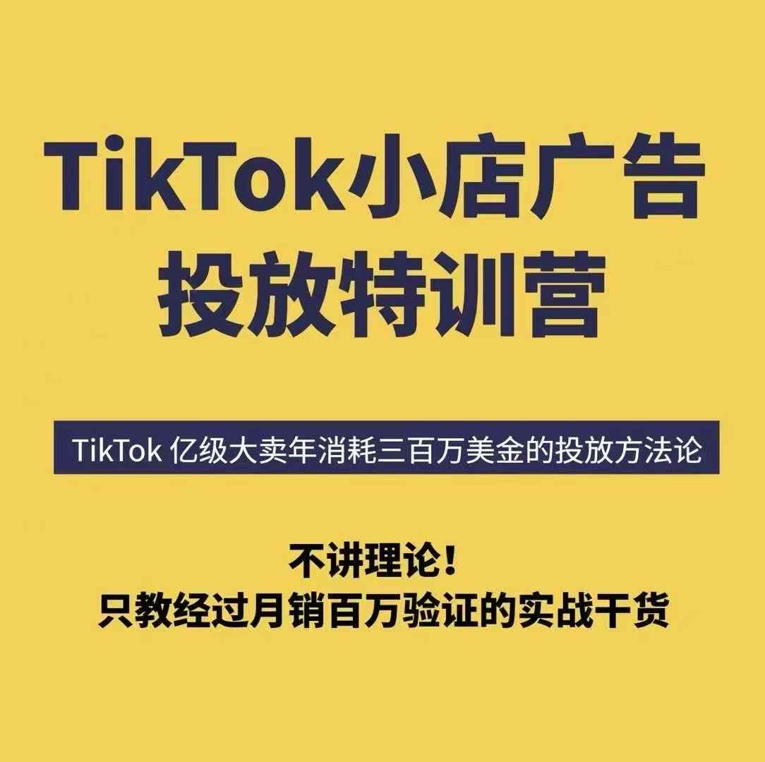 TikTok小店广告投放特训营，6天破局计划专治各种“投不动”，教你经过月销百万验证的实战干货-学链网创