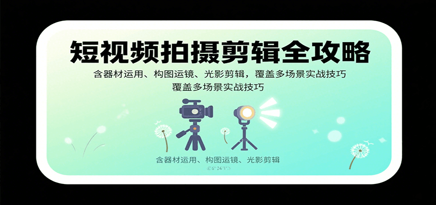 短视频拍摄剪辑全攻略：含器材运用、构图运镜、光影剪辑，覆盖多场景实战技巧-学链网创