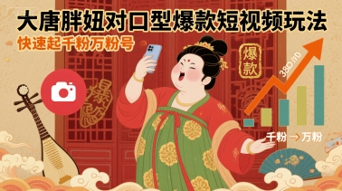 大唐胖妞对口型爆款短视频玩法，快速起千粉万粉号-学链网创