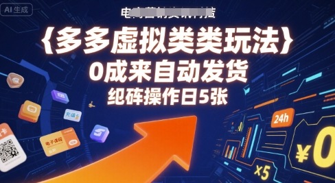 多多虚拟类目玩法，0成本全自动发货，矩阵操作日5张-学链网创