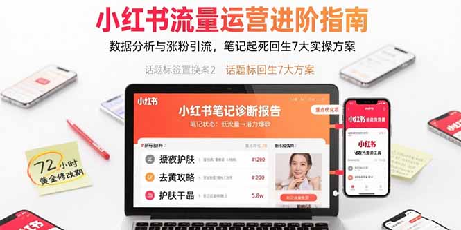 小红书流量运营进阶指南，数据分析与涨粉引流，笔记起死回生7大实操方案-学链网创