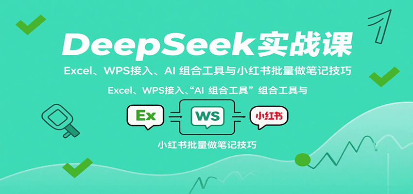 DeepSeek实战课：Excel、WPS接入、AI 组合工具与小红书批量做笔记技巧-学链网创