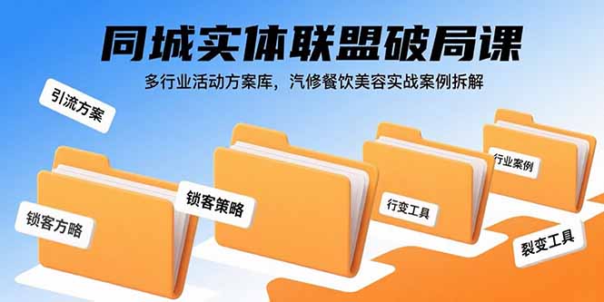 同城实体联盟破局课，多行业活动方案库，汽修餐饮美容实战案例拆解-学链网创