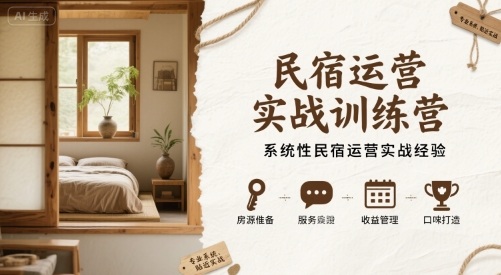 民宿运营实战训练营，系统性民宿运营实战经验-学链网创