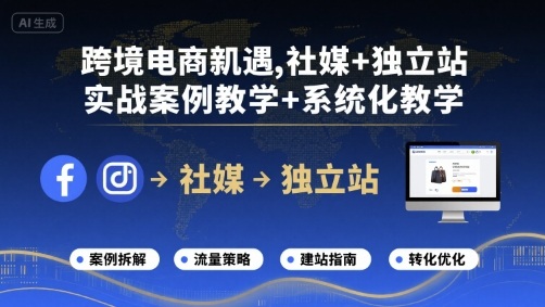 跨境电商新机遇，社媒+独立站，实战案例教学+系统化教学-学链网创