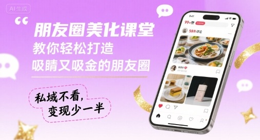 朋友圈美化课堂，教你轻松打造，吸睛又吸金的朋友圈，私域不看，变现少一半-学链网创