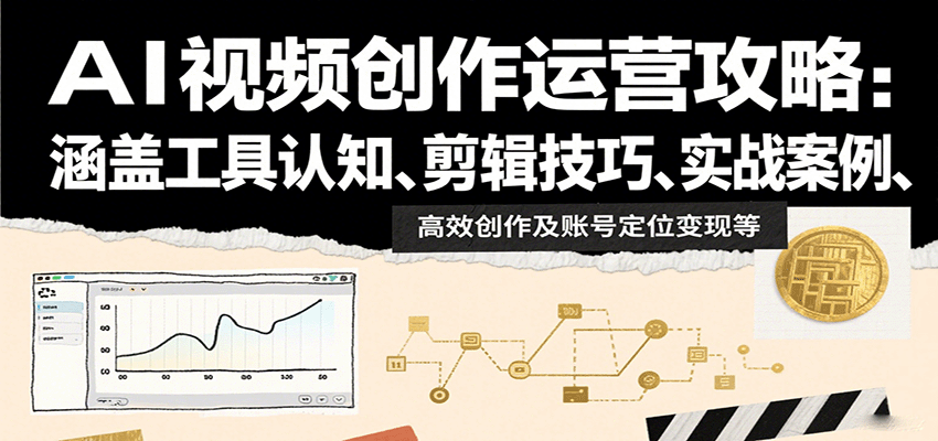 AI视频创作运营攻略：涵盖工具认知、剪辑技巧、实战案例、高效创作及账号定位变现等-学链网创