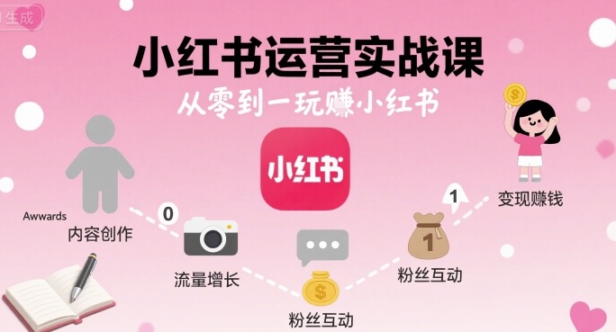 小红书运营实战课，从零到一玩賺小红书-学链网创