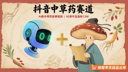 抖音中草药赛道，用AI做中草药故事视频，45条作品涨粉13W，橱窗带货猛猛出单-学链网创