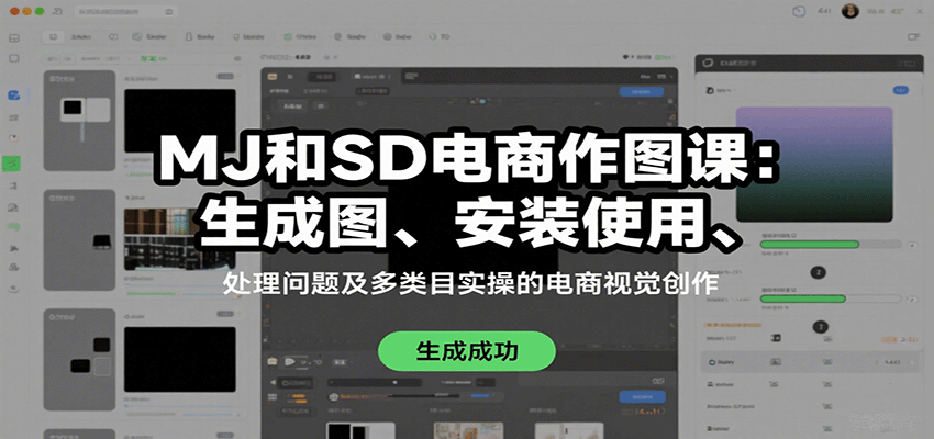 MJ和SD电商作图课：生成图、安装使用、处理问题及多类目实操的电商视觉创作-学链网创