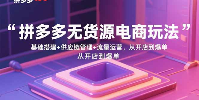 拼多多无货源电商玩法：基础搭建+供应链管理+流量运营，从开店到爆单-学链网创