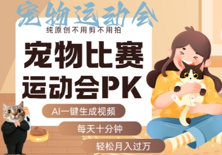 AI一键生成宠物比赛运动会PK视频，纯原创不用剪不用拍，每天十分钟，轻松月入过1W+-学链网创