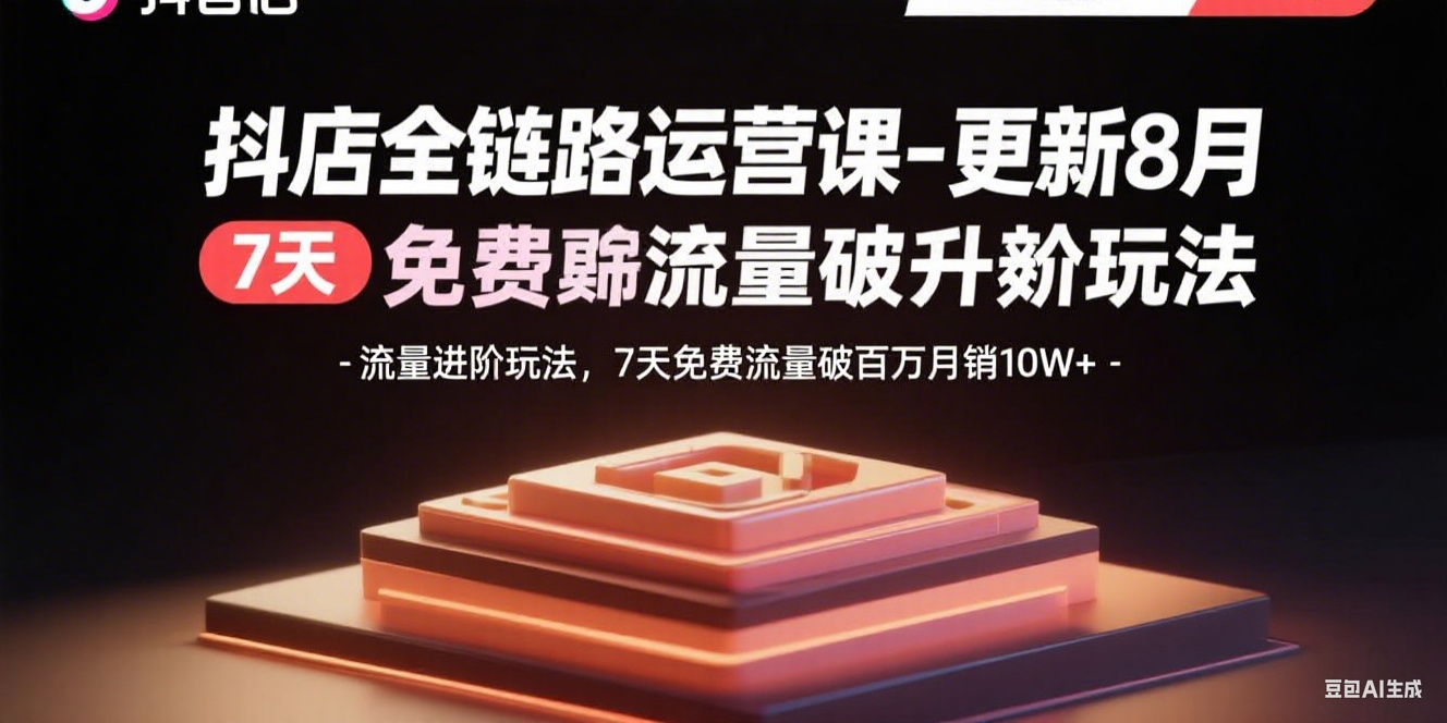 抖店全链路运营课-更新8月：流量进阶玩法，7天免费流量破百万月销10W+-学链网创