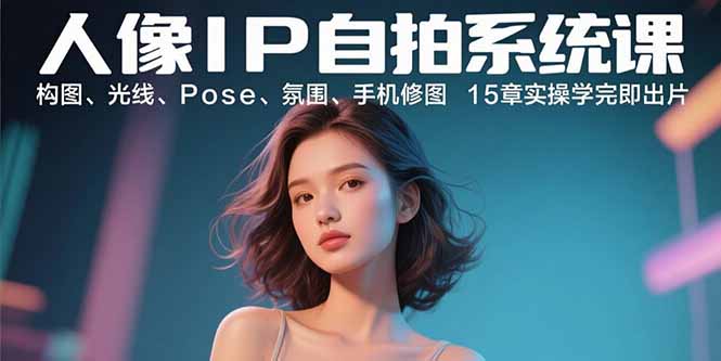 人像IP自拍系统课：构图、光线、Pose、氛围、手机修图 15章实操学完即出片-学链网创