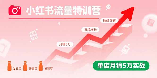 小红书流量特训营：突破流量瓶颈，实现店铺持续增长，单店月销5万实战-学链网创