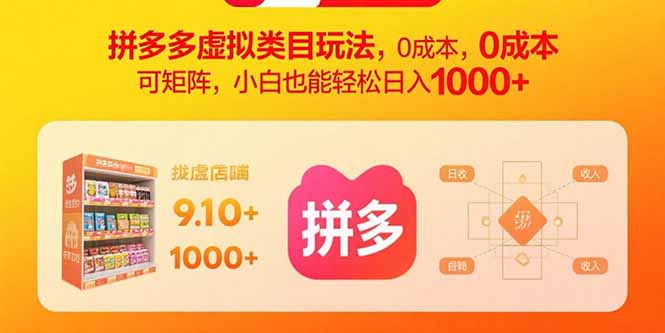 拼多多虚拟类目玩法，0成本，可矩阵，小白也能轻松日入1000+-学链网创