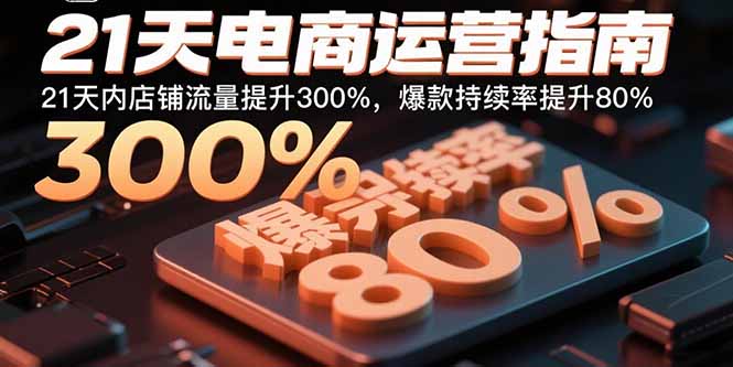 21天电商运营指南：21天内店铺流量提升300%，爆款持续率提升80%-学链网创