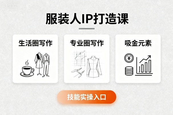 服装人IP打造课，文案创富+生活圈写作+专业圈写作+服装人专属+吸金元素+技能实操-学链网创