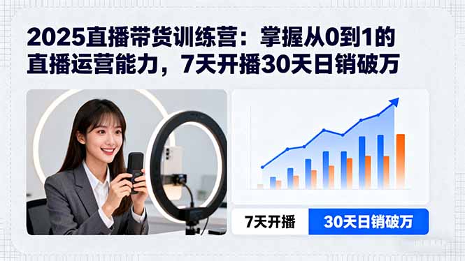 2025直播带货训练营：掌握从0到1的直播运营能力，7天开播30天日销破万-学链网创