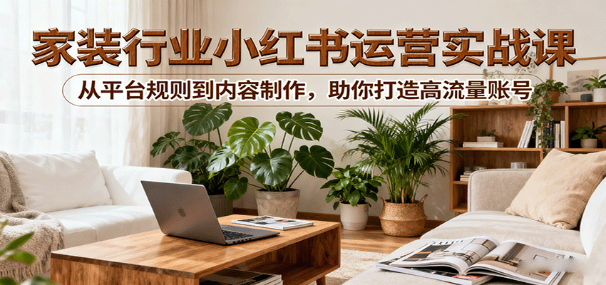 小红书家装行业运营实战课：从平台规则到内容制作，助你打造高流量账号-学链网创