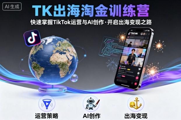 TK出海淘金训练营，助你快速掌握TikTok运营与AI创作，开启出海变现之路-学链网创