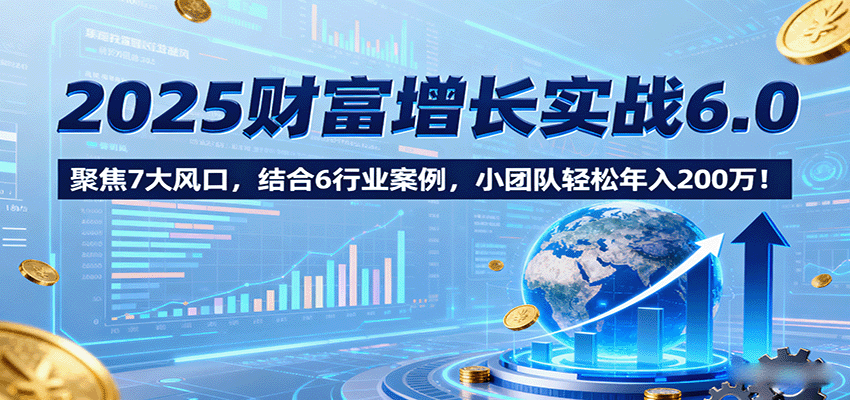 2025财富增长实战6.0，聚焦7大风口，结合6行业案例，小团队轻松年入200万！-学链网创