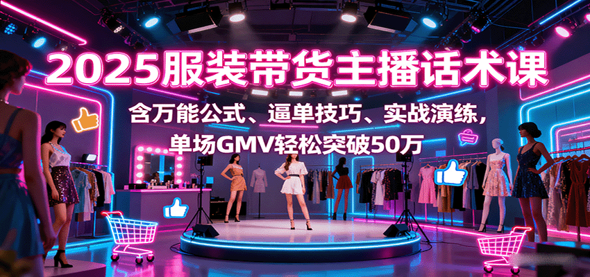 2025服装带货主播话术课，含万能公式、逼单技巧、实战演练，单场GMV轻松突破50万-学链网创