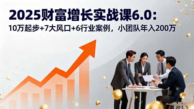 2025财富增长实战课6.0：10万起步+7大风口+6行业案例，小团队年入200万-学链网创